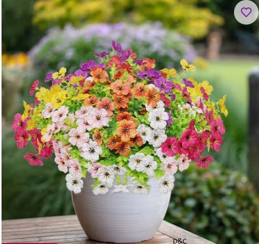 12 Bundles Outdoor Artificial Flowers, Uv Resistant Fake Silk FlowersNo Fade Faux Plastic Plants For Garden Porch Window Box Decoration(colorful)