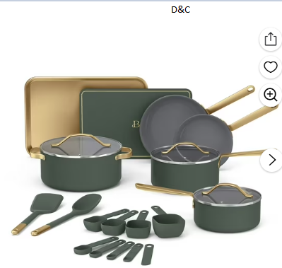 Beautiful 21-Piece Nonstick Cookware Set by Drew Barrymore