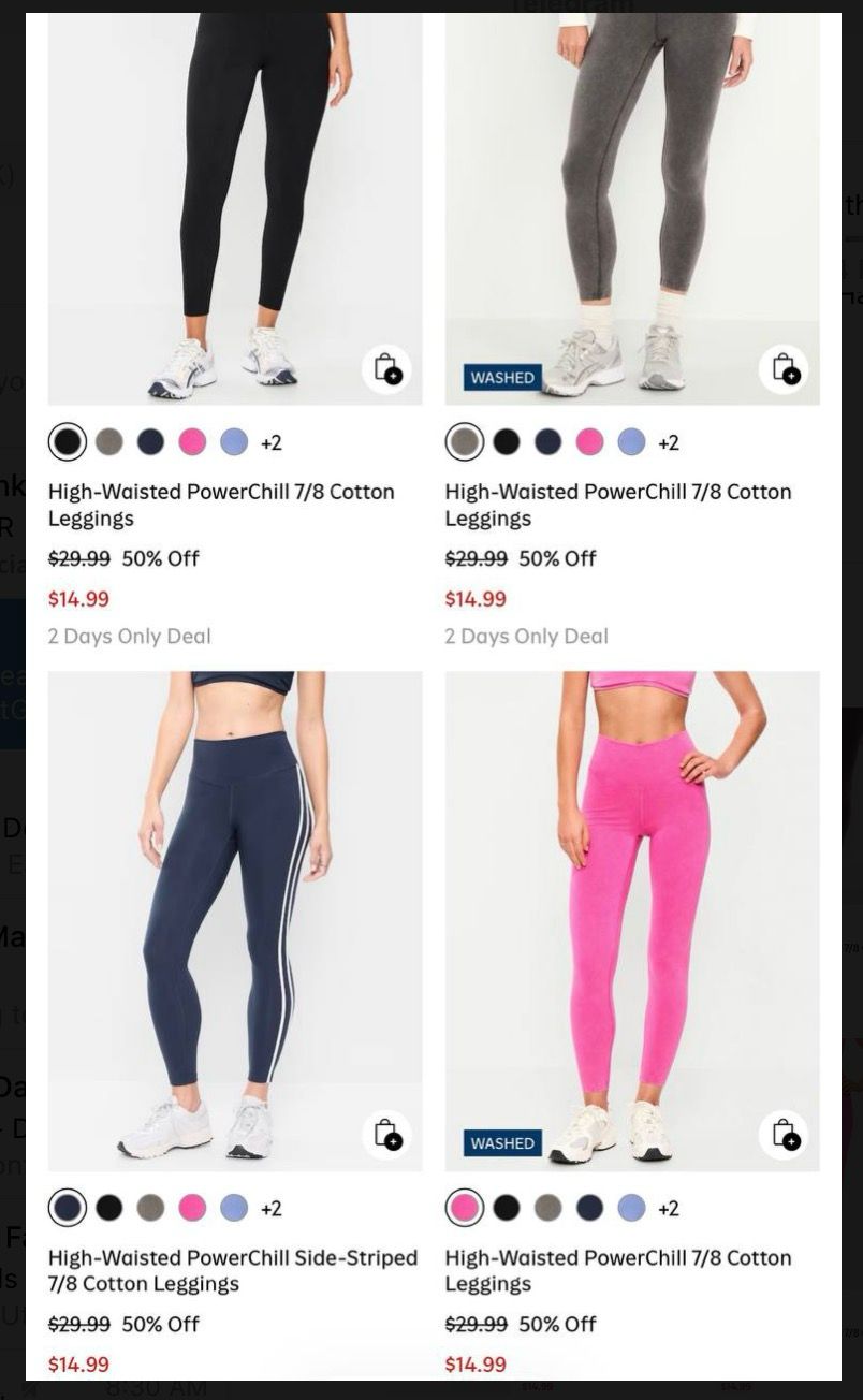 50% off Active Leggings today at Old Navy