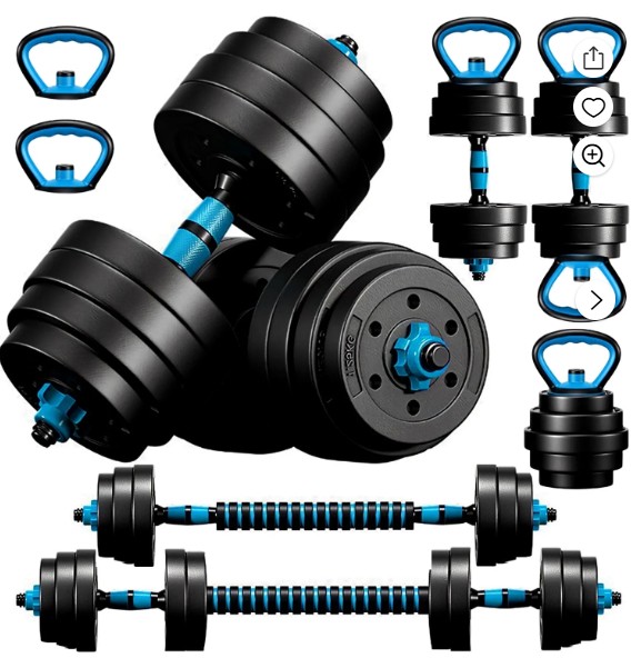 Adjustable Dumbbells, 45LBS 4-in-1 Portable Changeable Dumbbell, Kettlebells, Push up Stand and Barbell Set with Adjustable Weights Dumbbells