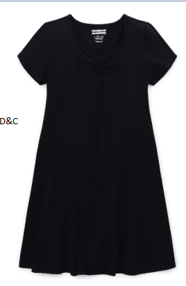 Weekend Academy Girls Short Sleeve Knit Ruched Neck Dress, Sizes 4-18