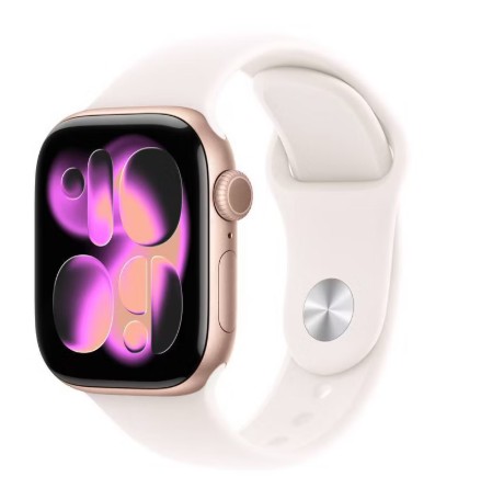 Apple Watch Series 11 GPS 42mm Rose Gold Aluminum Case with Light Blush Sport Band – S/M