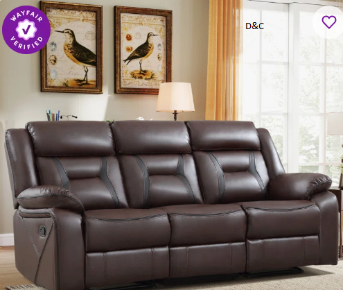 Etherine 84.6” Wide Modern And Overstuffed Breathable Vegan Leather Manual Reclining Sofa with Pillow Top Arm