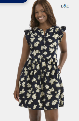 Time and Tru Women’s Mini Dress with Flutter Sleeves, Sizes XS-XXXL