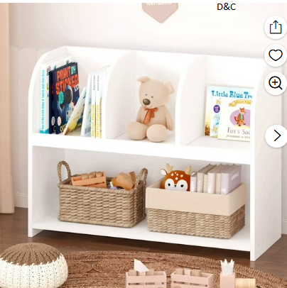 Jopath Kids Bookcase,Storage Book Shelf,Storage Display,Toy Organize with 4 Compartments for Living Room,Playroom,White