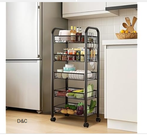 Curtainboro Small Rolling Cart, 5-Tier Utility Cart