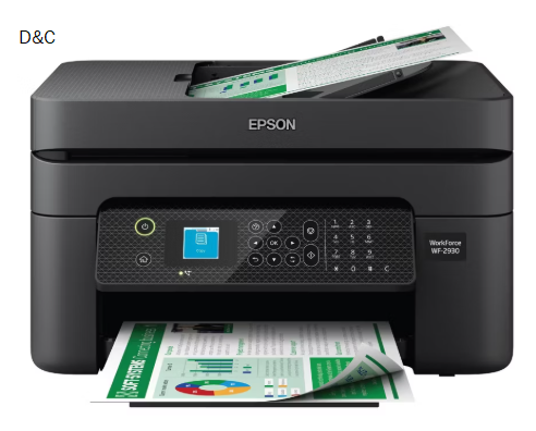 Epson WorkForce WF-2930 Wireless All-in-One Color Inkjet Printer, Copier, Scanner – Black: Smartphone App, USB, Automatic 2-Sided Printing