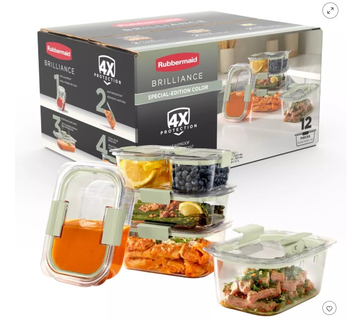 Rubbermaid Brilliance 12pc Food Storage Container Set Sage Green