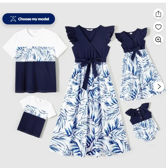 PatPat Family Matching Outfits Mommy and Me Dress Girl Dresses and Colorblock Short Sleeve T-shirts, Baby Girl 12-18M