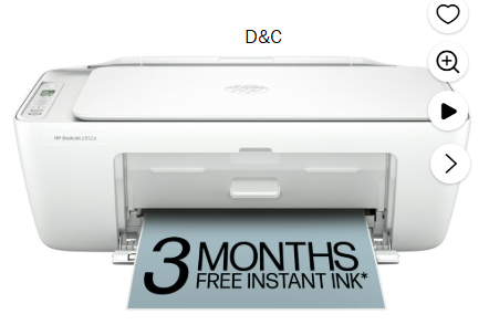 HP DeskJet 2852e Wireless All-in-One Color Inkjet Printer (White), Scanner, Copier, 3 months Free Instant Ink