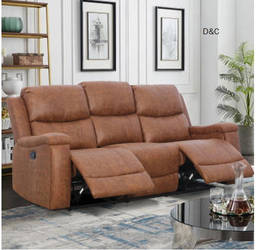 Ilkeston 81.6″ Wide Vegan Leather Manual Reclining Sofa, 3-Seater Recliner Couch with Cup Holders
