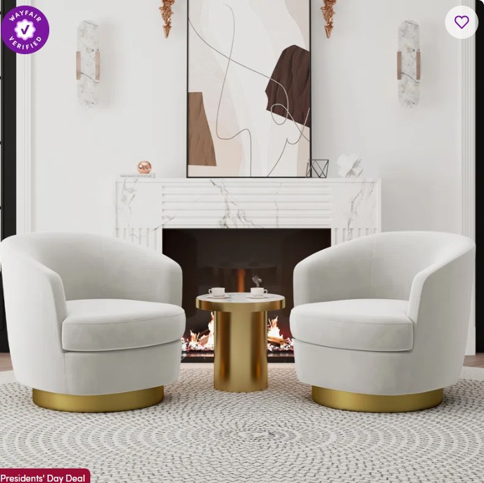 Velvet Swivel Barrel Chair (Set of 2) (Set of 2)