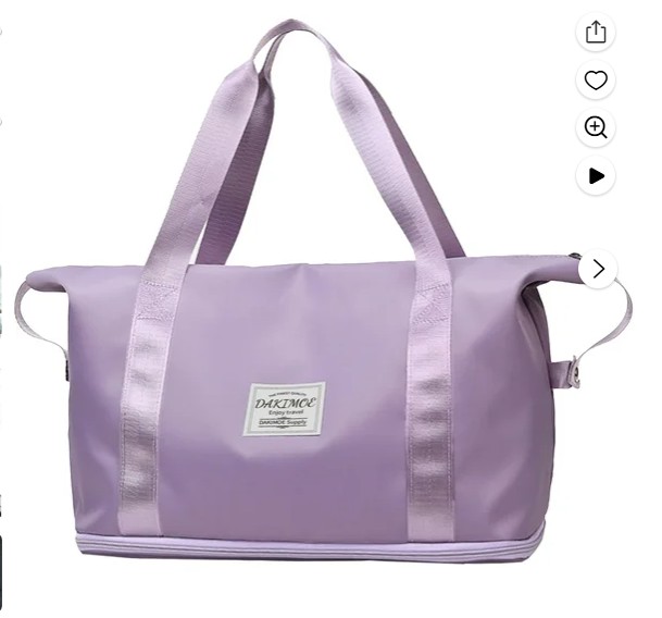 DAKIMOE Weekender Bags for Women, Travel Bag Carry on Gym Bag, Travel Duffle Bag with Wet Dry Pocket/Front Phone Pocket/Trolley Sleeve Pocket, Purple