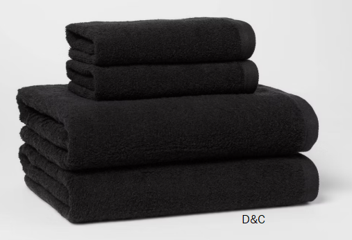 4pk Antimicrobial Assorted Bath and Hand Towel Set Black – Room Essentials™: Cotton Terry, Midweight GSM