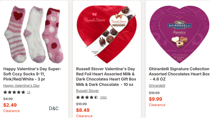 Walgreens Valentines is 50% off