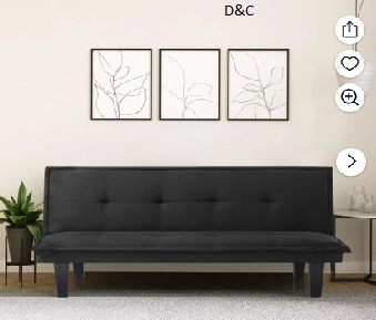 Modern Faux Suede Convertible Futon Sofa Bed,Upholstered Futon Couch with 3 Adjustable Backrest Angles