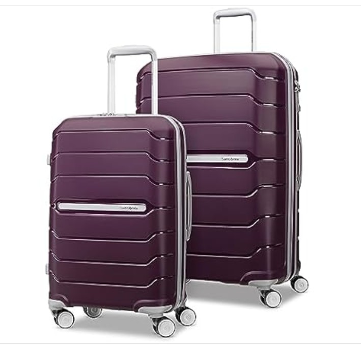 Samsonite Freeform 2-Piece Luggage Set – Carry-On & Large Checked Luggage with Dual Spinner Wheels – Durable Polypropylene Hardshell – TSA Lock, Airline-Approved – Expandable – Amethyst Purple