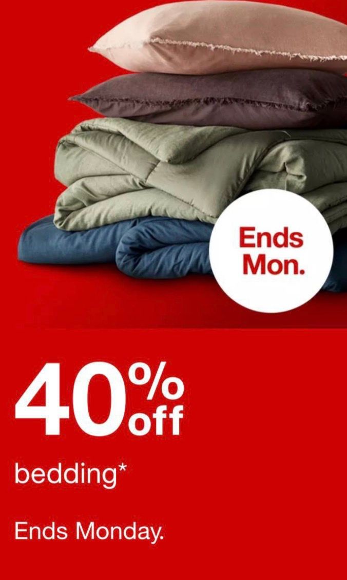 Get 40% off Bedding from Target