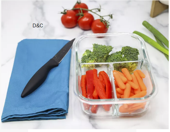 Sedona Kitchen Set of 2, 3 Compartment Glass Food Storage Set