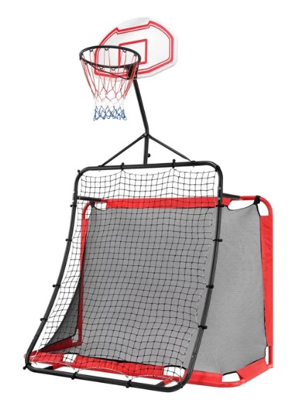 All-in-One Outdoor Sports Set with Football Net, Baseball Net, 5-in-1 Combo Outdoor Sports Center with Soccer Goal, Lacrosse Net, Heavy-duty Basketball Hoop with Durable Net, Metal Frame, Multicolor