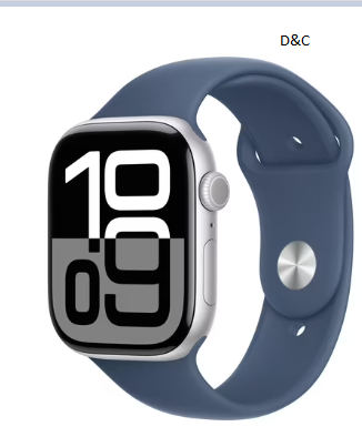 Apple Watch Series 10 GPS 46mm Silver Aluminum Case with Denim Sport Band – S/M