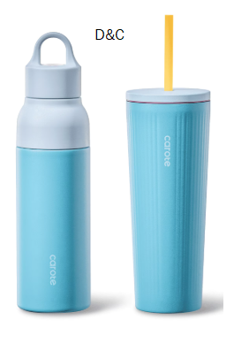 Carote 2-pack, 19 fl oz & 21 fl oz, Insulated Stainless Steel Highlight Series Water Bottles, Straw/Push, Blue
