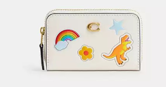 Essential Small Zip Around Card Case With Sticker Print