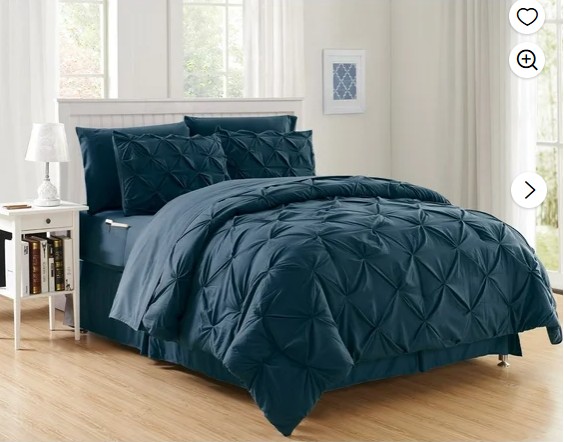 8 Pieces Complete Bed in a Bag Comforter Set, King/Cal King, Navy