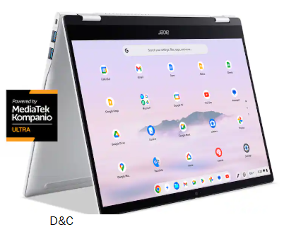 Acer – Chromebook Plus Spin 514 -14″ WUXGA Touch Laptop with Google AI- MediaTek Kompanio Ultra-12GB RAM- UFS 256GB – Wi-Fi 7 – Platinum Silver