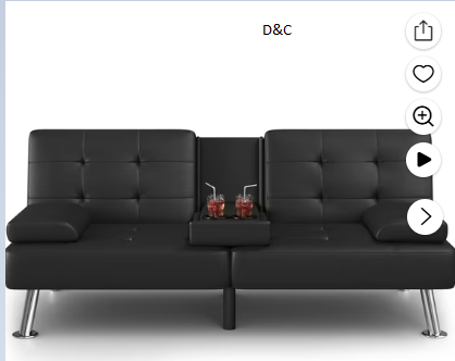 Homall Futon Sofa Bed Faux Leather Couch Modern Convertible Folding Recliner with 2 Cup Holders