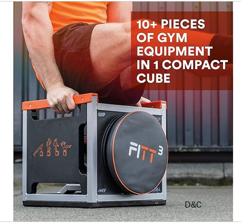 FITT Cube Total Body Workout, High Intensity Interval Training Machine Machine with 2 Cords & 3 Bands