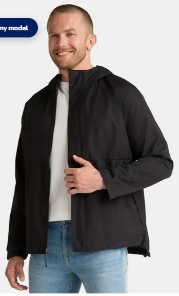 Ozark Trail Men’s Rain Jacket with Hood, Sizes S-3XL