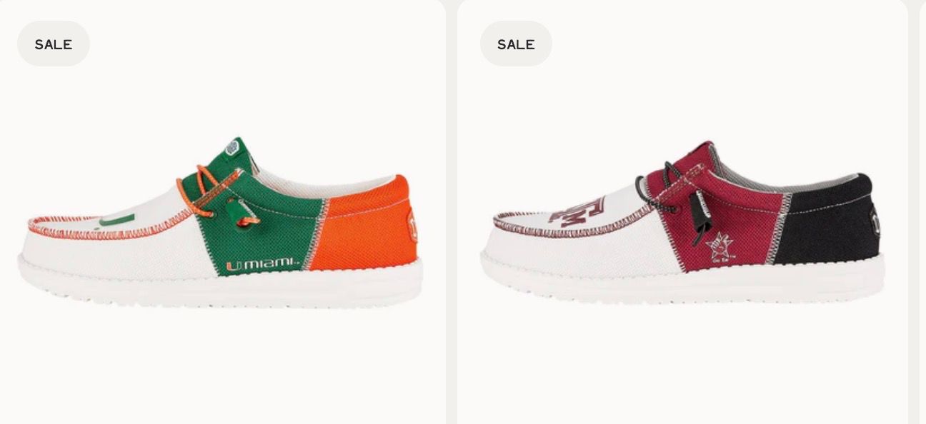 Hey Dude Collegiate Shoes $25 with code GAMEDA