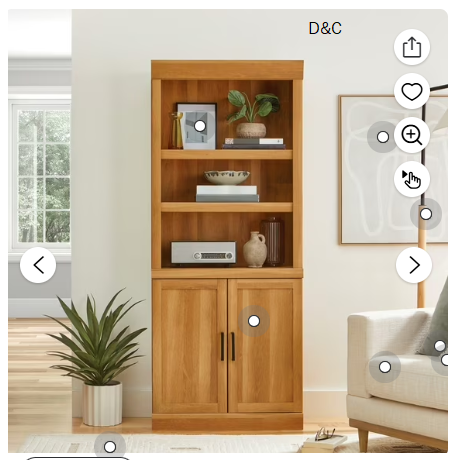Better Homes & Gardens Glendale 5-Shelf Bookcase With Doors, Light Honey Finish