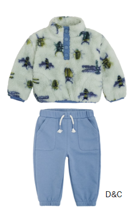 Wonderluxe Baby Boys’ Teddy Fleece Pullover and Jogger Pants Set, 2-Piece, Sizes 0/3M-24M