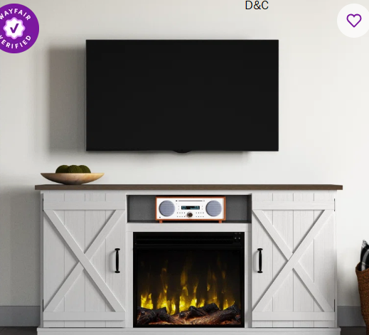 Lorraine TV Stand for TVs up to 70″ with Fireplace Included