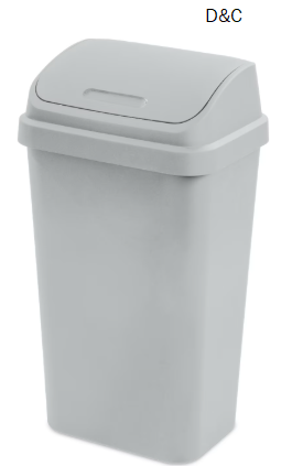 Sterilite Kitchen Trash Can, 13 Gallon Plastic Garbage Bin with Swing Top Lid, Light Gray