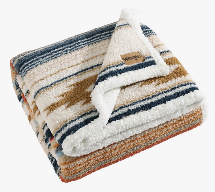 Wrangler Printed Plush Sherpa Throw Blankets