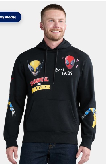 Deadpool & Wolverine Men’s Graphic Print Hoodie with Long Sleeves, Sizes XS-3XL