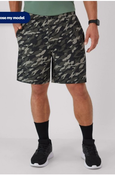 Hanes Moves Men’s 2-in-1 Gym Shorts, 7″ Inseam Black Grey Hype Camo 2XL
