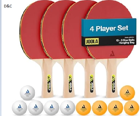 JOOLA Family Premium Ping Pong Paddles Set of 4 – Advanced Table Tennis Rackets