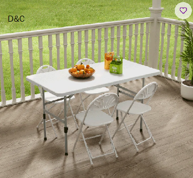 4-Foot Plastic Folding Table, Indoor Outdoor Desk with Carrying Handle and Height Adjustable