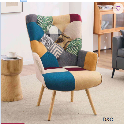 Heidegard Floral Accent Chair Modern High Back Arm Chair, Colorful Patchwork Reading Chairs for Bedroom