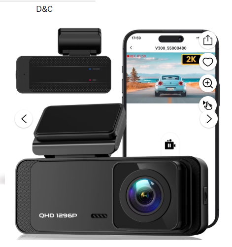 Ecomoment Dash Cam Front WiFi 1296P, Dash Camera for Cars,Dashcam with Night Vision, Car Camera with APP, Mini Dashcams with 24H Parking Mode, Loop Recording, WDR, Support 256GB Max,Black