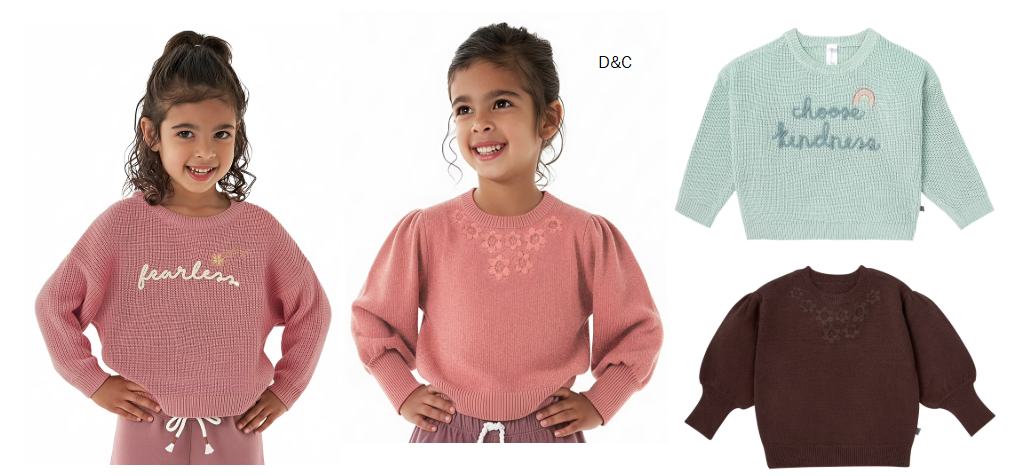 Modern Moments by Gerber Toddler Girl Embroidery Sweater, Sizes 12 Months -5T
