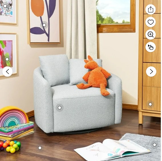 Beautiful Drew Kids Accent Chair by Drew Barrymore, Cornflower Bouclé Fabric