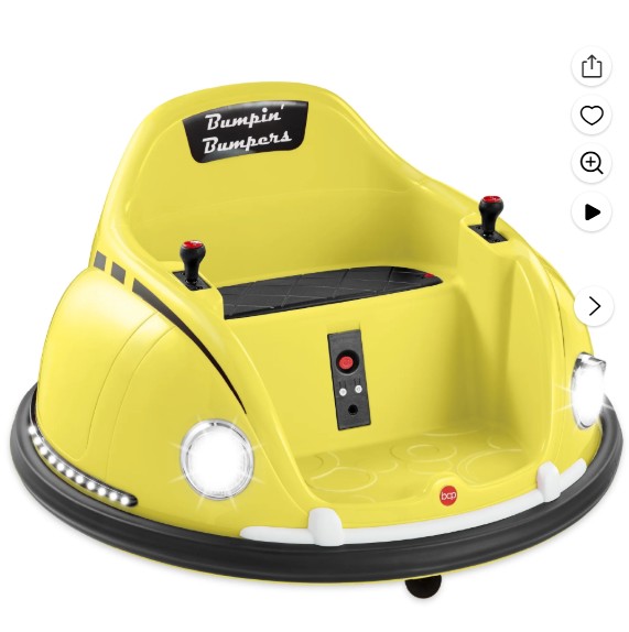 Best Choice Products 6V Kids Ride On Bumper Car Toy w/ Remote Control, Harness, Lights, 360 Degree Spin – Yellow