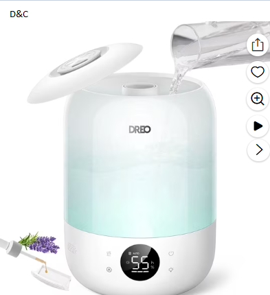 DREO Cool Mist Humidifier for Room, 3.7L Top-Fill & 35H Runtime Ultrasonic Humidifier