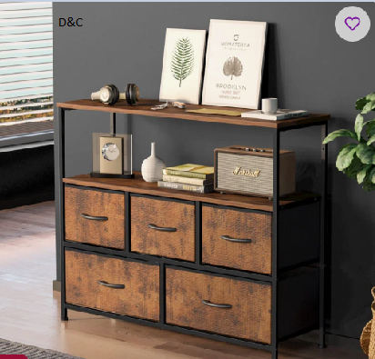 Esma 5 – Drawer 39.4″ W Dresser, Fabric Storage, Chest of Drawers for Bedroom With TV Stand