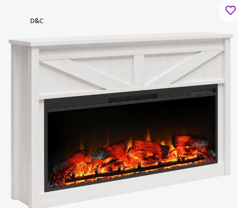 Wide Modern Farmhouse Mantel with Electric Fireplace